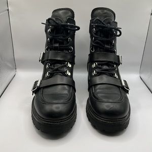 AllSaints Noa Black Leather Combat Boots